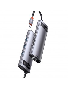 Baseus Metal Gleam 8in1 multifunctional USB Type C HUB - USB Type C Power Delivery Gray