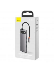Baseus Metal Gleam 8in1 multifunctional USB Type C HUB - USB Type C Power Delivery Gray