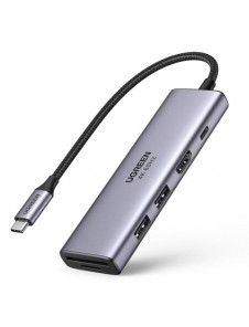 Ugreen multi-functional HUB USB Type C - 2x USB 3.2 Gen 1 / HDMI 4K 60Hz / SD and TF card reader / USB Type C PD 100W gray