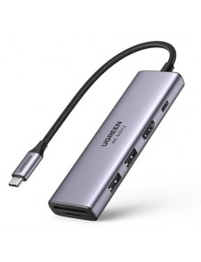 Ugreen multi-functional HUB USB Type C - 2x USB 3.2 Gen 1 / HDMI 4K 60Hz / SD and TF card reader / USB Type C PD 100W gray