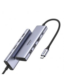 Ugreen multi-functional HUB USB Type C - 2x USB 3.2 Gen 1 / HDMI 4K 60Hz / SD and TF card reader / USB Type C PD 100W gray