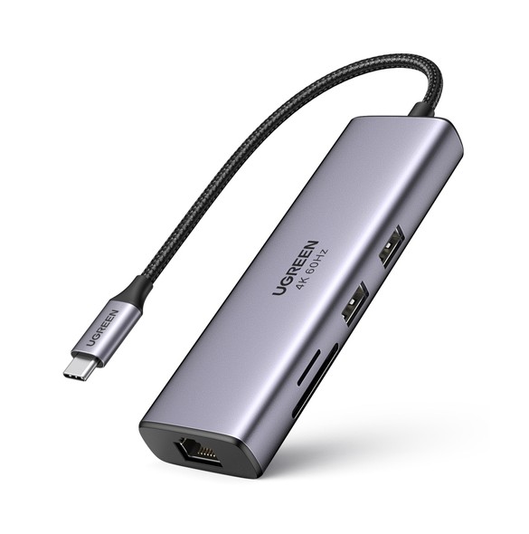 Ugreen multi-functional HUB USB Type C - 3x USB 3.2 Gen 1 / HDMI 4K 60Hz / SD and TF card reader gray