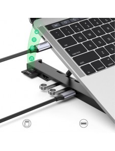 Ugreen X-Kit foldable laptop stand HUB USB Type C - 2x USB 3.2 Gen 1 / HDMI 4K 30 Hz 3D / SD and microSD card reader black