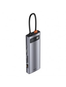 Baseus Metal Gleam 9in1 multifunctional USB Type C HUB - 3x USB 3.2 Gen 1 5Gbps RJ45 1Gbps gray