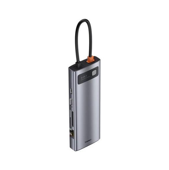 Baseus Metal Gleam 9in1 multifunctional USB Type C HUB - 3x USB 3.2 Gen 1 5Gbps RJ45 1Gbps gray
