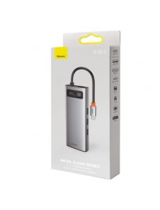 Baseus Metal Gleam 9in1 multifunctional USB Type C HUB - 3x USB 3.2 Gen 1 5Gbps RJ45 1Gbps gray