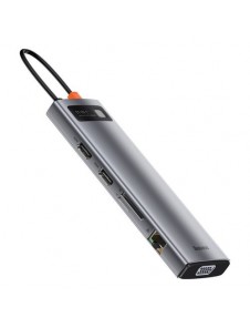 Baseus Metal Gleam 11in1 multifunctional USB Type C HUB - 3x USB 3.2 Gen 1 5Gbps gray
