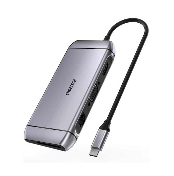 Choetech 9in1 multifunctional USB Type C HUB - 3x USB 3.2 Gen 1 gray