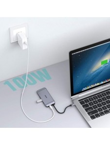 Choetech 9in1 multifunctional USB Type C HUB - 3x USB 3.2 Gen 1 gray