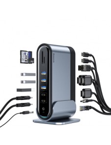 Baseus multifunctional HUB 3x USB 3.2 Gen 1 (EU / CN / UK plugs) gray (CAHUB-DG0G)