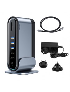 Baseus multifunctional HUB 3x USB 3.2 Gen 1 (EU / CN / UK plugs) gray (CAHUB-DG0G)
