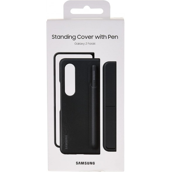 EF-OF93KKBE Samsung Leather Flip Cover Travel Adapter pro Galaxy Z Fold 4 - Svart