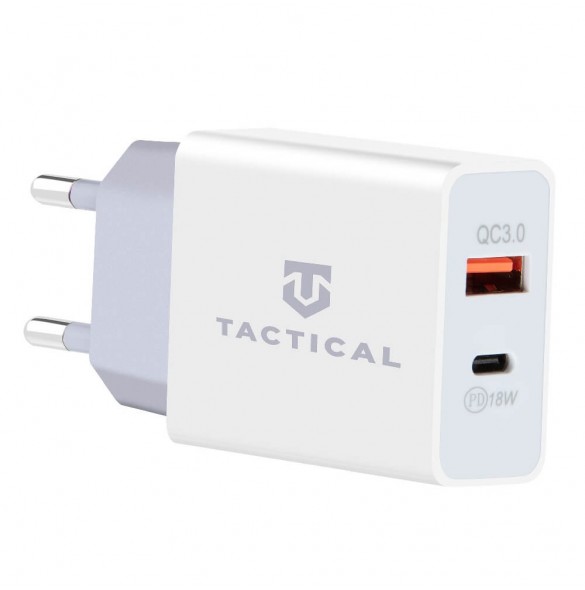 Tactical Laddare AR-PD-18W USB-A / USB-C QC 3.0 3.4a - Vit