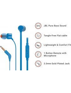 JBL T160 In-Ear Headset 3,5 mm Blå