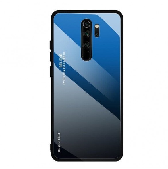 JollyFX Gradient Glass Slitstark täckning med härdat glas Baksida Xiaomi Redmi Note 8 Pro - Svartblå