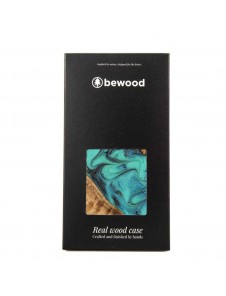 Wood and resin case for iPhone 15 Plus Bewood Unique Turquoise - turquoise and black