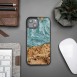 Wood and resin case for iPhone 15 Plus Bewood Unique Uranus - blue and white
