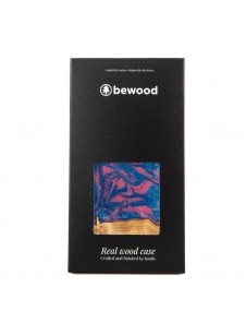 Wood and resin case for iPhone 15 Plus Bewood Unique Vegas - pink and blue