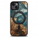 Wood and resin case for iPhone 15 Plus MagSafe Bewood Unique Planet Earth - blue-green