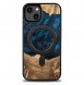 Wood and resin case for iPhone 15 Plus MagSafe Bewood Unique Neptun - navy blue and black