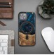 Wood and resin case for iPhone 15 Plus MagSafe Bewood Unique Neptun - navy blue and black