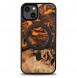 Wood and resin case for iPhone 15 Plus MagSafe Bewood Unique Orange - orange and black