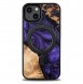 Wood and resin case for iPhone 15 Plus MagSafe Bewood Unique Violet - purple and black