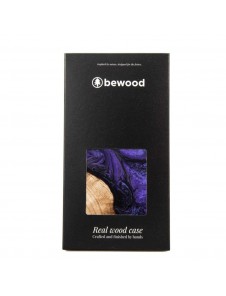 Wood and resin case for iPhone 15 Plus MagSafe Bewood Unique Violet - purple and black