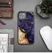 Wood and resin case for iPhone 15 Plus MagSafe Bewood Unique Violet - purple and black