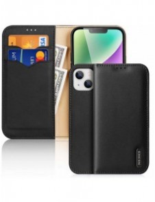 Dux Ducis Hivo iPhone 15 Plus RFID Blocking Wallet Case - Black