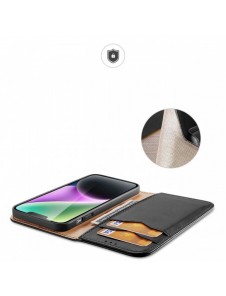 Dux Ducis Hivo iPhone 15 Plus RFID Blocking Wallet Case - Black