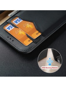 Dux Ducis Hivo iPhone 15 Plus RFID Blocking Wallet Case - Black