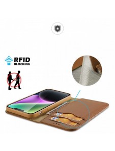 Dux Ducis Hivo iPhone 15 Plus wallet case with RFID blocking - brown