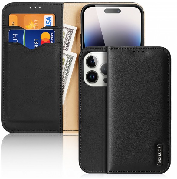 Dux Ducis Hivo iPhone 15 Pro Dux Ducis Hivo RFID Blocking Wallet Case - Black