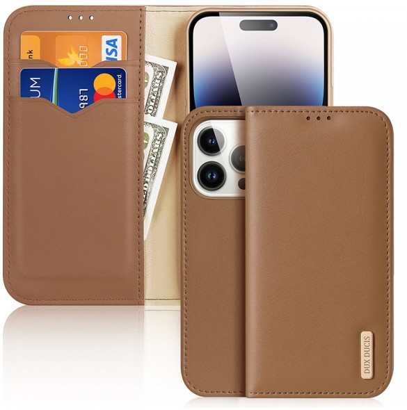 Dux Ducis Hivo iPhone 15 Pro Dux Ducis Hivo wallet case with RFID blocking - brown