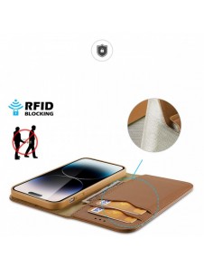 Dux Ducis Hivo iPhone 15 Pro Dux Ducis Hivo wallet case with RFID blocking - brown