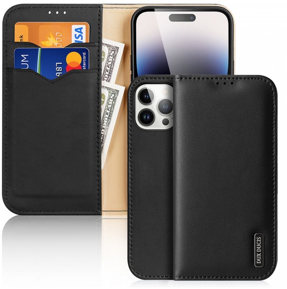 Dux Ducis Hivo iPhone 15 Pro Max Dux Ducis Hivo RFID Blocking Wallet Case - Black