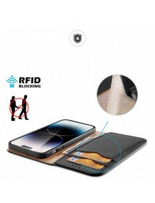 Dux Ducis Hivo iPhone 15 Pro Max Dux Ducis Hivo RFID Blocking Wallet Case - Black