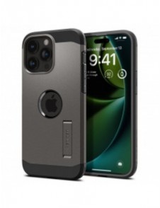 Spigen Tough Armor MagSafe case with stand for iPhone 15 Pro Max - brown