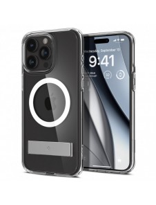 Spigen Ultra Hybrid S MagSafe case with stand for iPhone 15 Pro - transparent