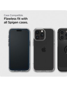 TEMPERED GLASS Spigen ALM GLASS FC 2-PACK IPHONE 15 PRO MAX BLACK