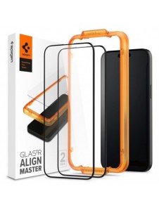 TEMPERED Spigen ALM GLASS FC 2-PACK IPHONE 15 PRO BLACK
