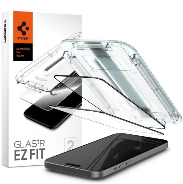 TEMPERED GLASS Spigen GLAS.TR "EZ FIT" FC 2-PACK IPHONE 15 BLACK