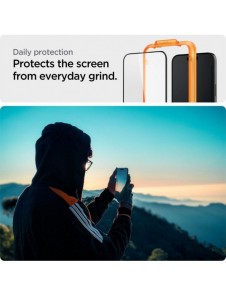 TEMPERED Spigen ALM GLASS FC 2-PACK IPHONE 15 BLACK