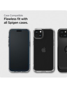 TEMPERED Spigen ALM GLASS FC 2-PACK IPHONE 15 BLACK