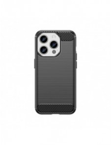 Carbon pattern flexible case for iPhone 15 Pro Carbon Case - black