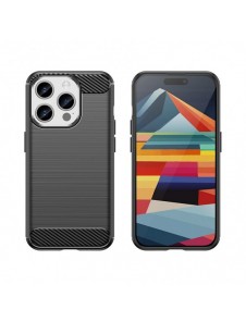 Carbon pattern flexible case for iPhone 15 Pro Carbon Case - black