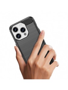 Carbon pattern flexible case for iPhone 15 Pro Carbon Case - black