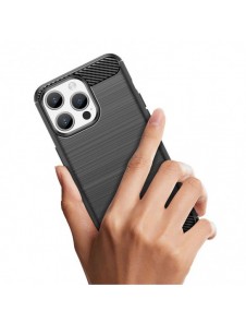Flexible carbon pattern case for iPhone 15 Pro Max Carbon Case - black