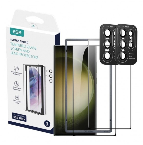 ESR PROTECTOR SET 2-PACK GALAXY S23 ULTRA CLEAR i härdat glas